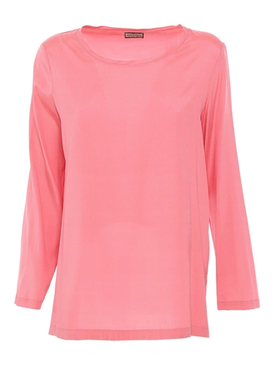 Maliparmi Stretch Silk Long Sleeve Blouse In Pink