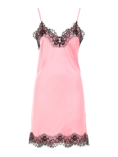 Blugirl Lace-detailed Satin Dress In Pink