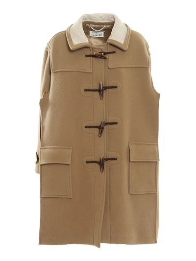 Maison Margiela Long-sleeve Toggle-fastening Coat In Camel