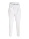PESERICO BELTED PANTS IN WHITE