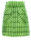 MSGM TWEED SKIRT IN BLACK AND GREEN