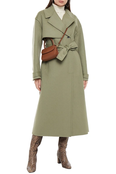 Jacquemus Double-breasted Belted Wool-blend Felt Coat In Green