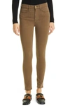 Frame Le High Skinny Sateen Jeans In Washed Army