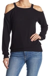 Go Couture Cold Shoulder Knit Sweater In Black