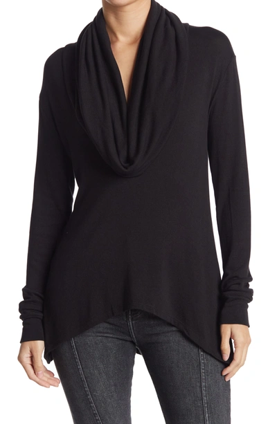 Go Couture Cowl Neck Long Sleeve Sweater In Black