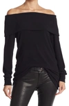 Go Couture Popover Off-the-shoulder Sweater In Black