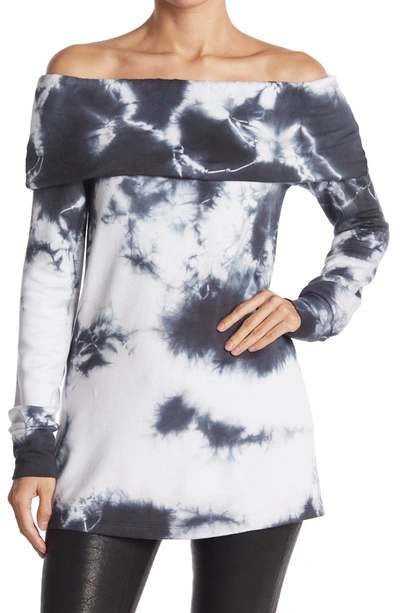 Go Couture Popover Off-the-shoulder Sweater In Black Dye 1