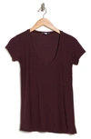 James Perse V-neck T-shirt In Pure Raisin
