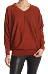 Go Couture Dolman Sleeve Tunic Sweater In Rust