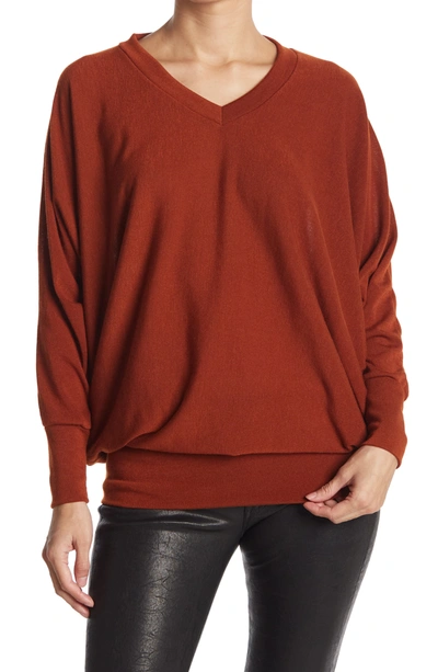 Go Couture Dolman Sleeve Tunic Sweater In Rust