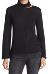 Go Couture Turtleneck Cutout Sweater In Black