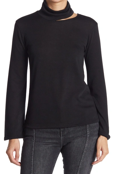 Go Couture Turtleneck Cutout Sweater In Black