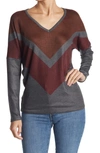 Go Couture Colorblock V-neck Sweater In Black Dye 1
