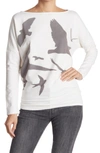 Go Couture Printed Boatneck Sweater In White Dye 1
