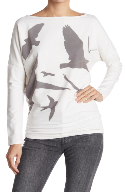 Go Couture Printed Boatneck Sweater In White Dye 1