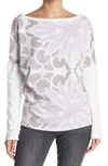 Go Couture Printed Boatneck Sweater In White Dye 2