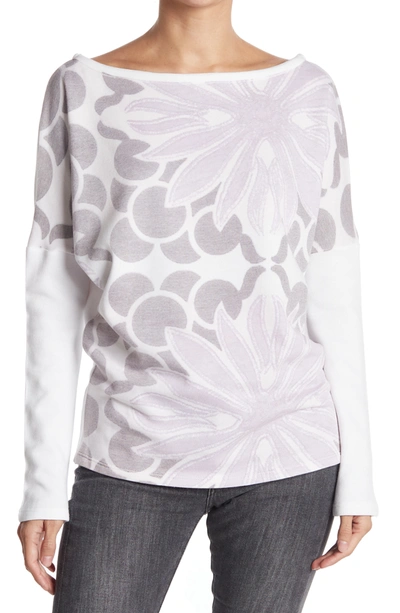 Go Couture Printed Boatneck Sweater In White Dye 2