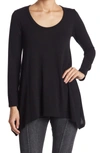 Go Couture Asymmetrical Swing Sweater In Black