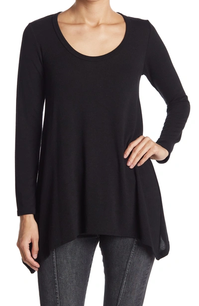 Go Couture Asymmetrical Swing Sweater In Black