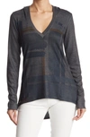 Go Couture Hooded Tunic Sweater In Charcoal Print 2