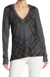 Go Couture Hooded Tunic Sweater In Charcoal Print 1