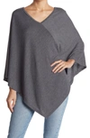 Go Couture Asymmetrical Poncho Sweater In Grey