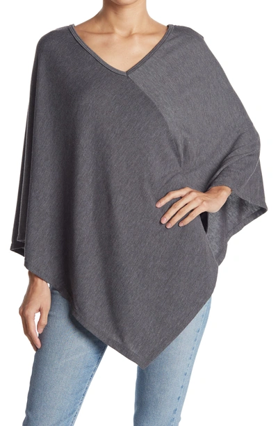 Go Couture Asymmetrical Poncho Sweater In Grey