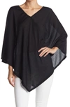 Go Couture Asymmetrical Poncho Sweater In Black