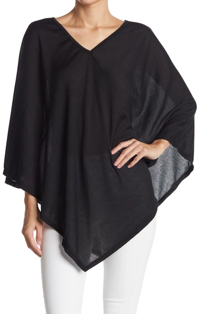 Go Couture Asymmetrical Poncho Sweater In Black