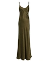 L Agence Serita Silk Charmeuse Maxi Slipdress In Green