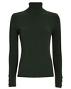 L Agence Odette Button Cuff Turtleneck Sweater In Forest Green