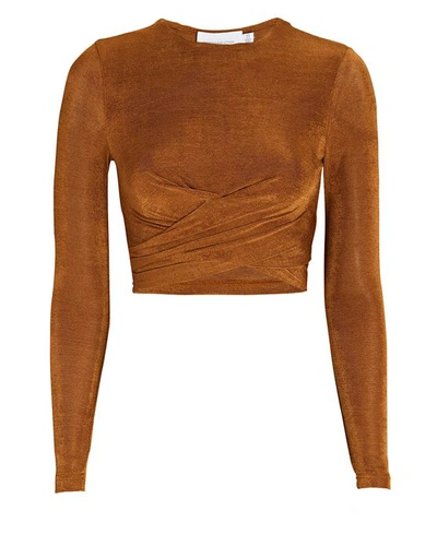 Significant Other Texas Twisted Jersey Crop Top In Brown