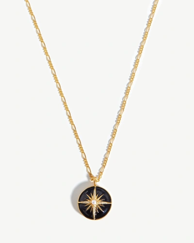 Missoma Harris Reed Rising Star Locket Necklace 18ct Gold Plated/pearl & Black Enamel