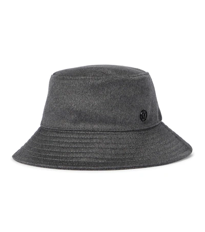 Maison Michel Angele Logo-branded Cashmere Bucket Hat In Grey