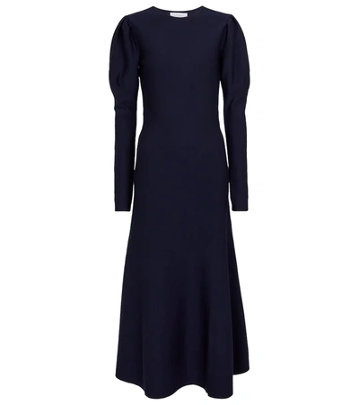 Gabriela Hearst Hannah Puff-sleeve Wool-cashmere Maxi Dress In Blue