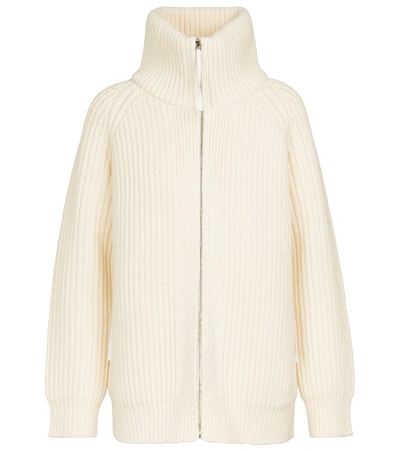 Gabriela Hearst Sally Zipped High-neck Ribbed Merino Cardigan In White