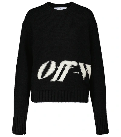 Off-white Intarsia Logo Crewneck Sweater In Black