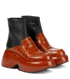 LOEWE CROC-EFFECT LEATHER ANKLE BOOTS,P00584339