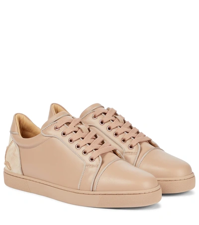 Christian Louboutin Fun Vieira Leather Sneakers In Beige