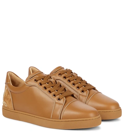 Christian Louboutin Fun Vieira Leather Sneakers In Brown