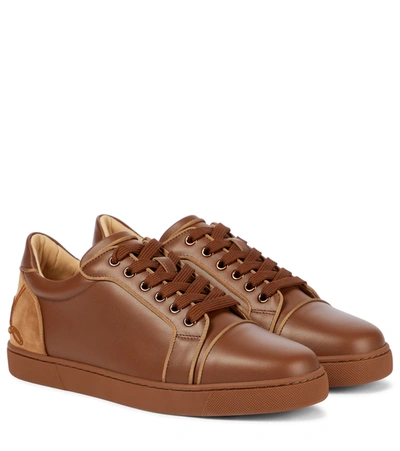 Christian Louboutin Fun Vieira Leather Trainers In Brown
