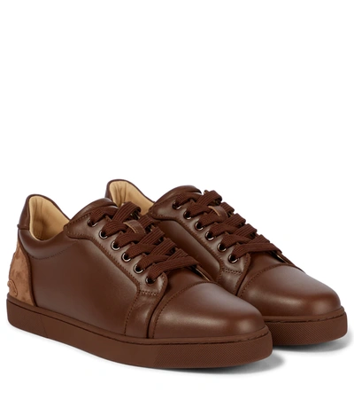 Christian Louboutin Fun Vieira Leather Sneakers In Brown