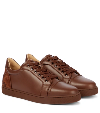 Christian Louboutin Fun Vieira Leather Sneakers In Brown