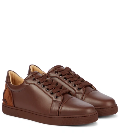 Christian Louboutin Fun Vieira Leather Trainers In Brown