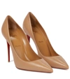 Christian Louboutin Kate 100mm Red Sole Napa Pumps In Beige