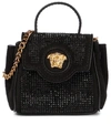 VERSACE MEDUSA MINI EMBELLISHED SUEDE TOTE,P00595575