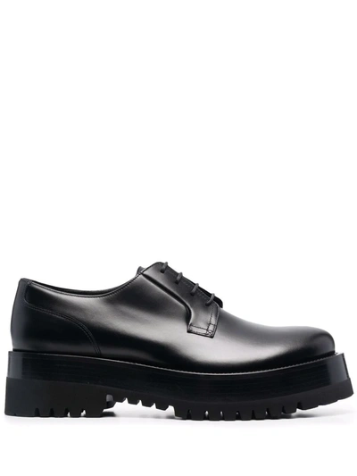 Valentino Garavani Upraise Leather Derby Shoes In Black