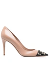 Valentino Studded Pointed Pumps In Pink