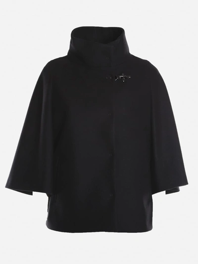 Fay Funnel-neck Virgin Wool-blend Coat In Black