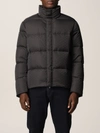 Emporio Armani Quilted Puffer Jacket With All-over Jacquard Eagle In Black